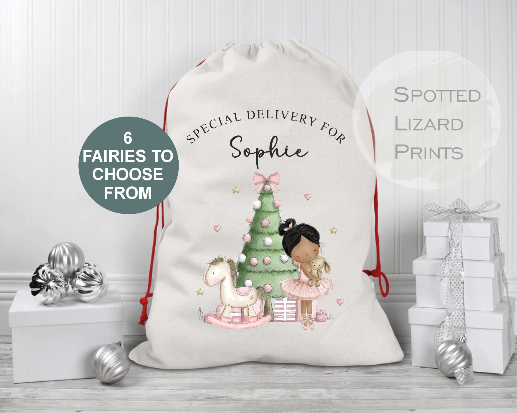 Personalised Ballerina Santa Sack - Santa Sack - Santa sacks personalised - Santa Bag - Personalised Christmas present sack - Christmas gift sacks - Christmas Sack