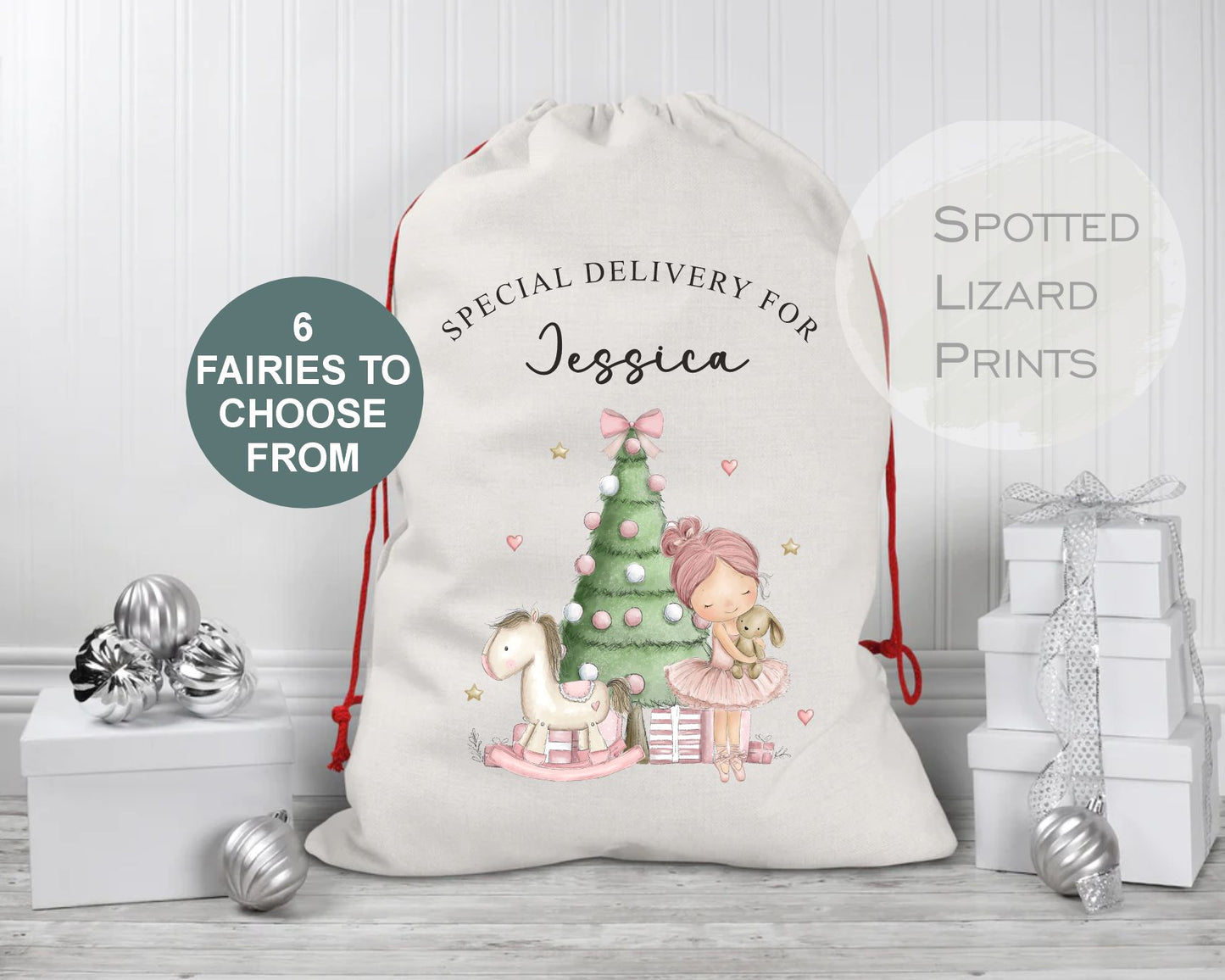 Personalised Ballerina Santa Sack - Santa Sack - Santa sacks personalised - Santa Bag - Personalised Christmas present sack - Christmas gift sacks - Christmas Sack