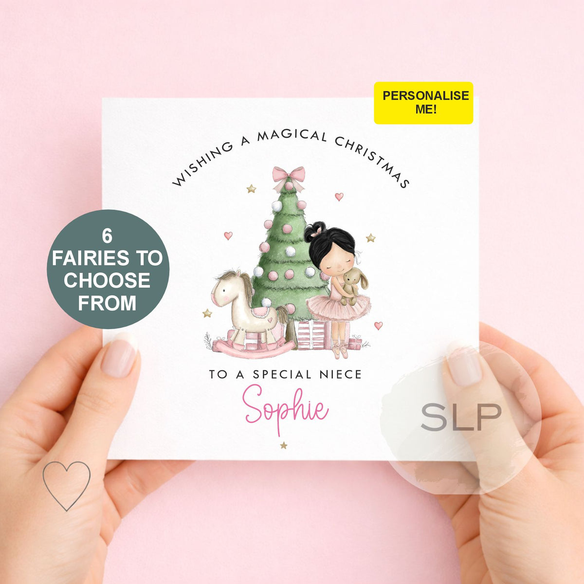 Personalised Girls Christmas Card | 6 Ballerina Designs