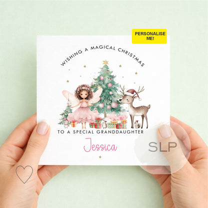 Personalised Fairy Christmas Card for Girls | Custom Name