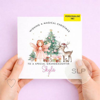 Personalised Fairy Christmas Card for Girls | Custom Name