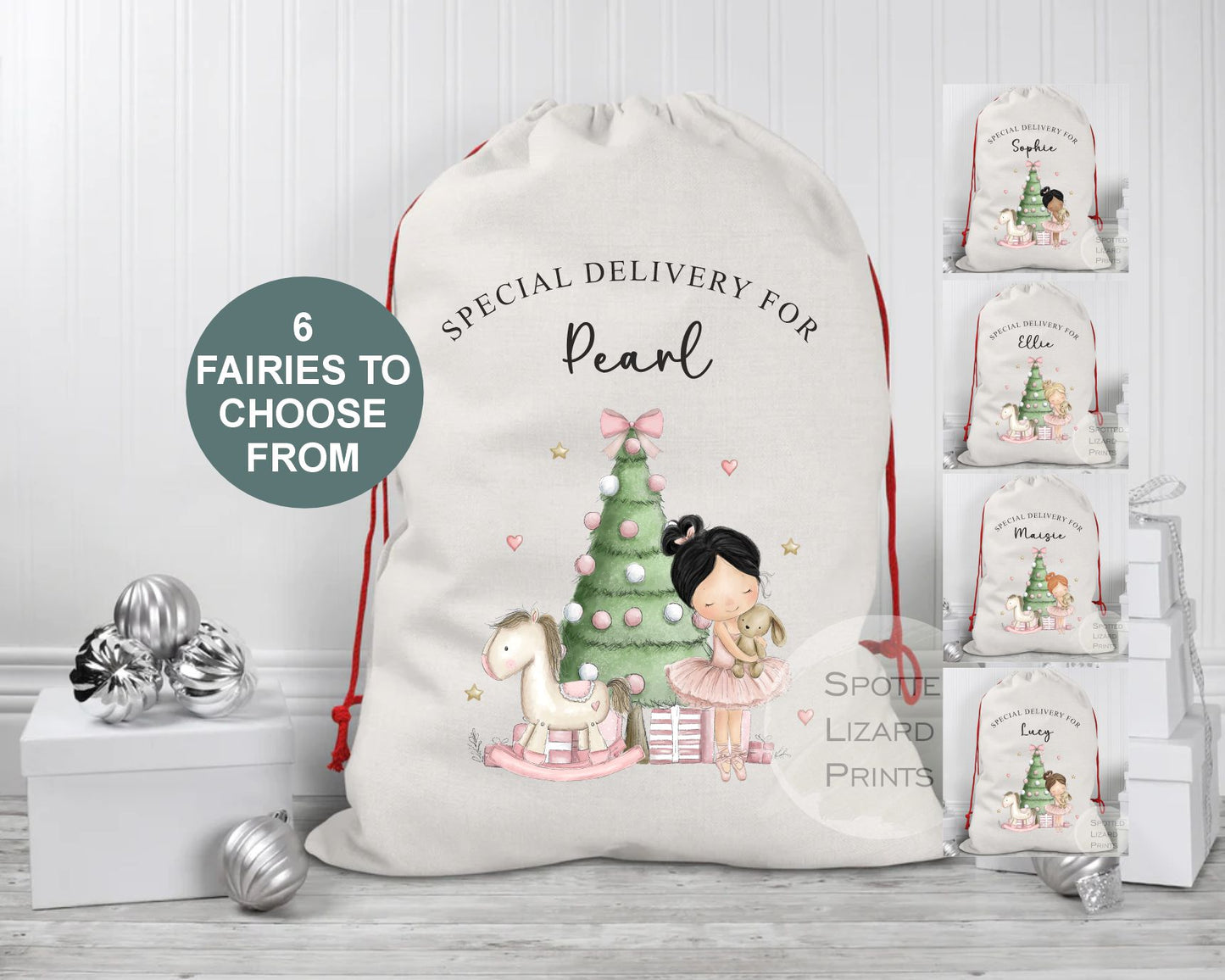 Personalised Ballerina Santa Sack - Santa Sack - Santa sacks personalised - Santa Bag - Personalised Christmas present sack - Christmas gift sacks - Christmas Sack
