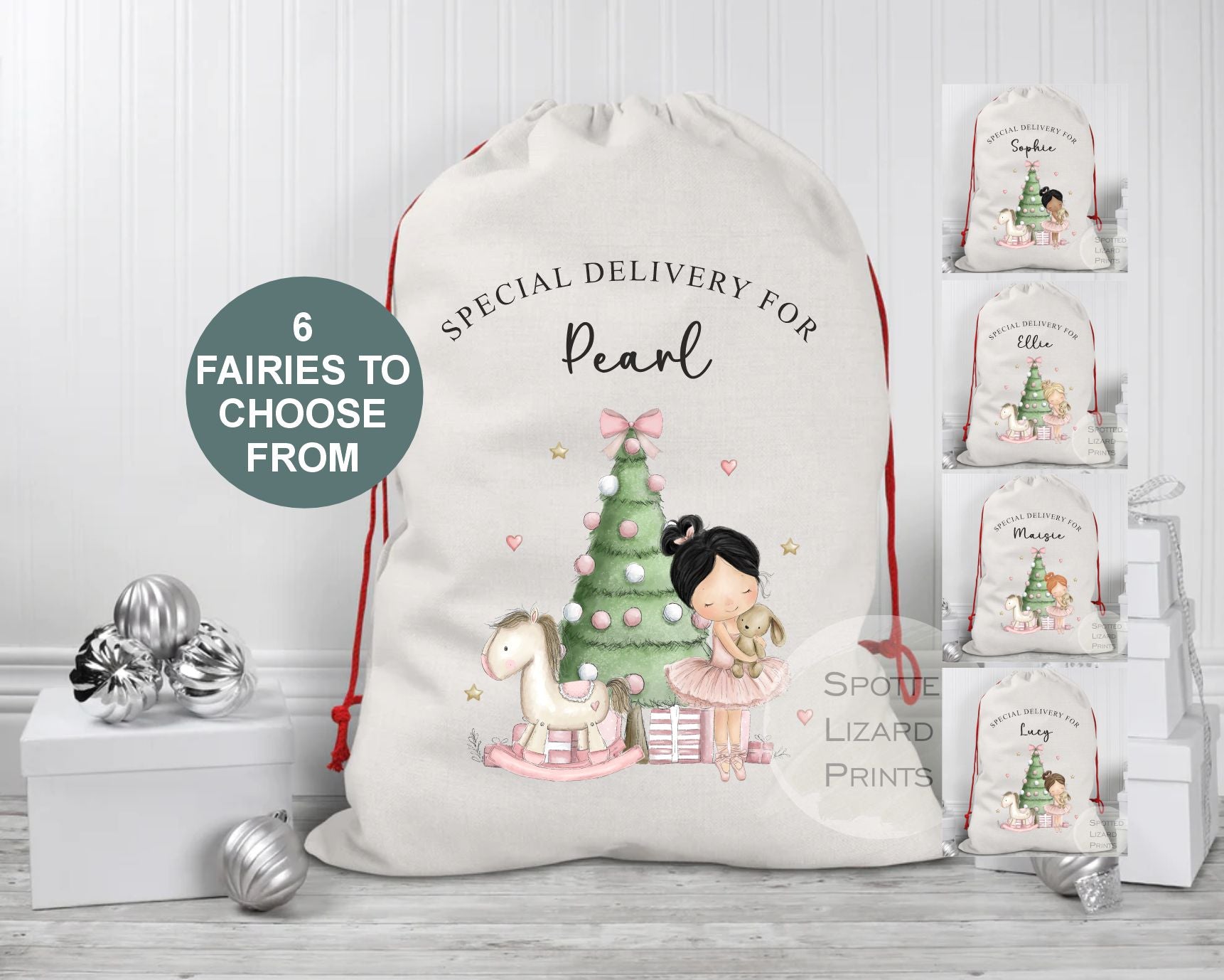 Personalised Ballerina Santa Sack - Santa Sack - Santa sacks personalised - Santa Bag - Personalised Christmas present sack - Christmas gift sacks - Christmas Sack