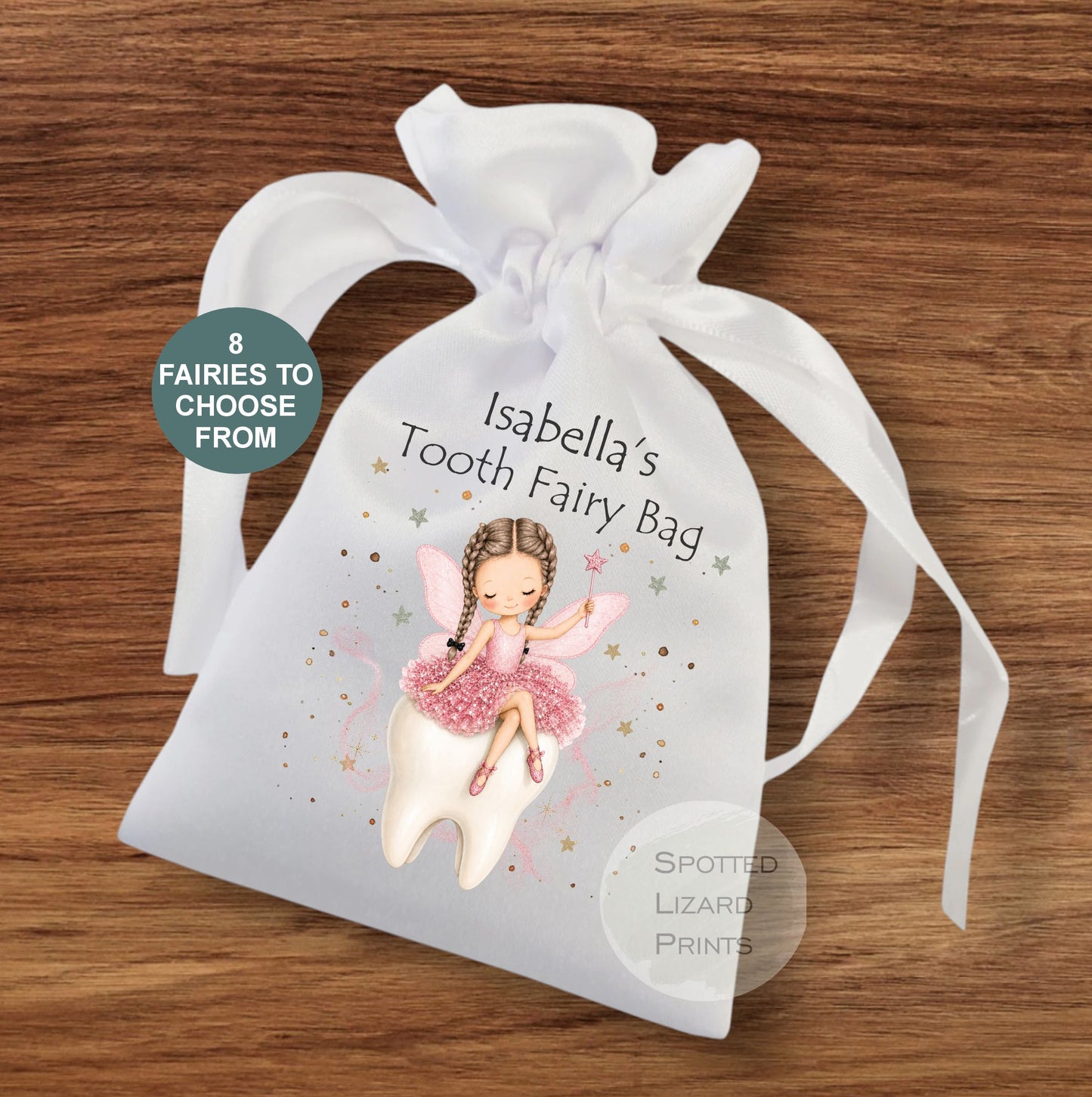 Personalised Tooth Fairy Bag, Custom Name Tooth Pouch, Girls Tooth Fairy Gift, First Tooth Keepsake, Fairy Money Bag, 8 Fairy Choices