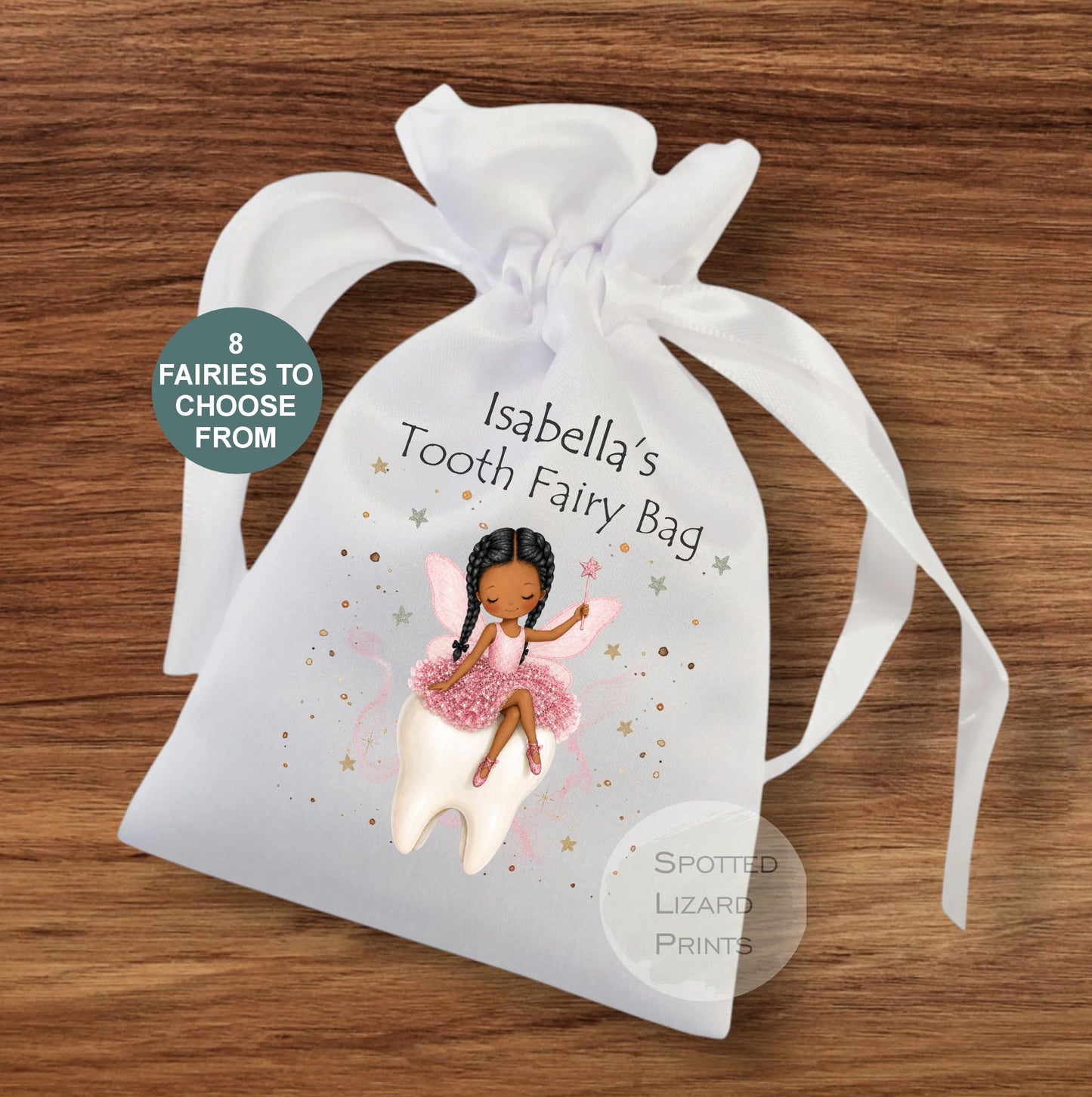Personalised Tooth Fairy Bag, Custom Name Tooth Pouch, Girls Tooth Fairy Gift, First Tooth Keepsake, Fairy Money Bag, 8 Fairy Choices