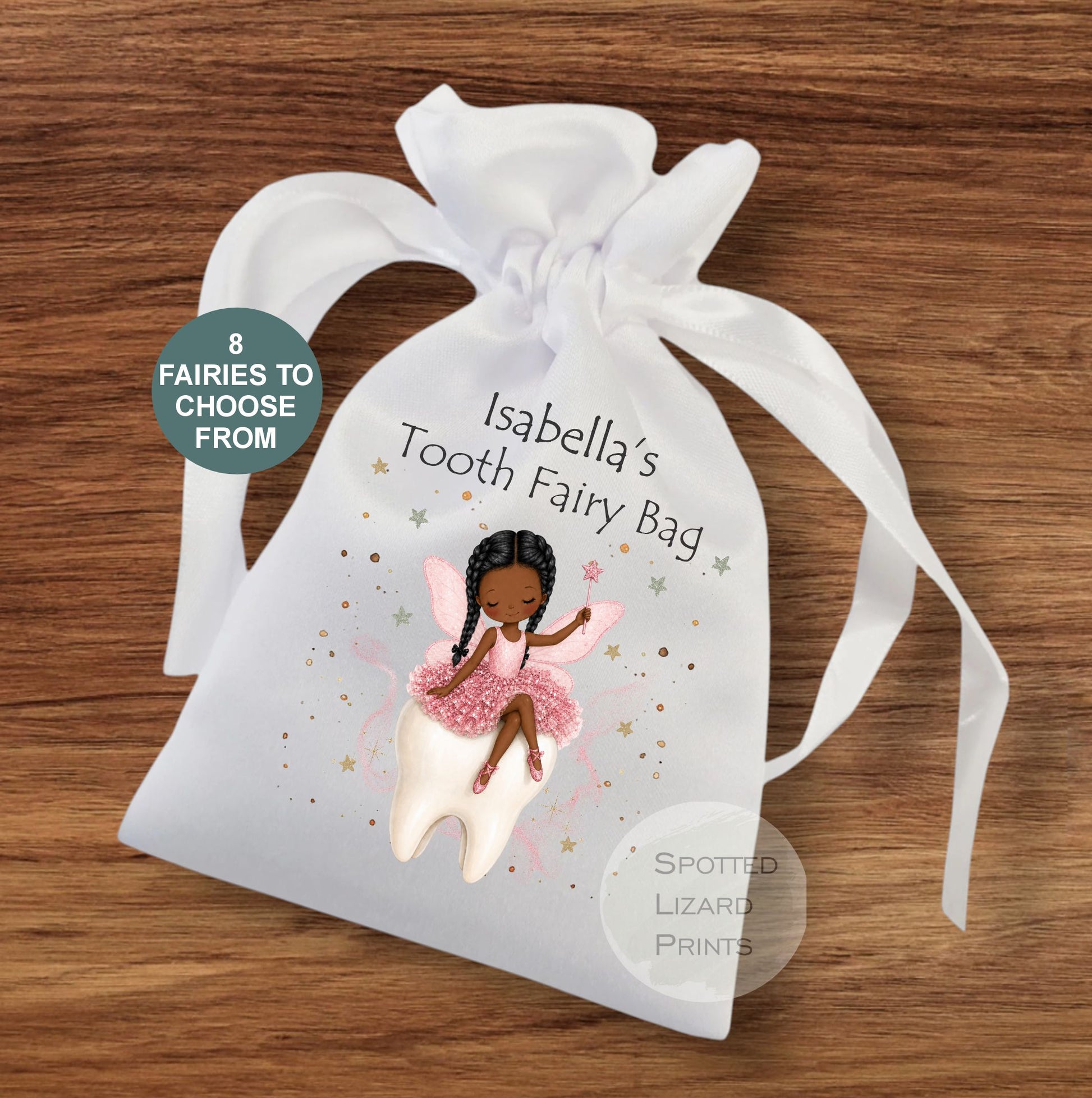 Personalised Tooth Fairy Bag, Custom Name Tooth Pouch, Girls Tooth Fairy Gift, First Tooth Keepsake, Fairy Money Bag, 8 Fairy Choices
