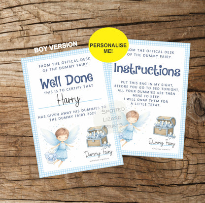 Dummy Fairy Bag and certificate set