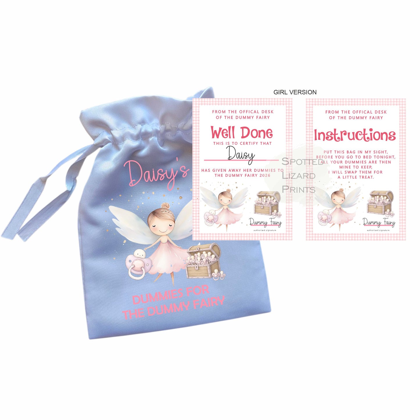 Dummy Fairy Bag and certificate set