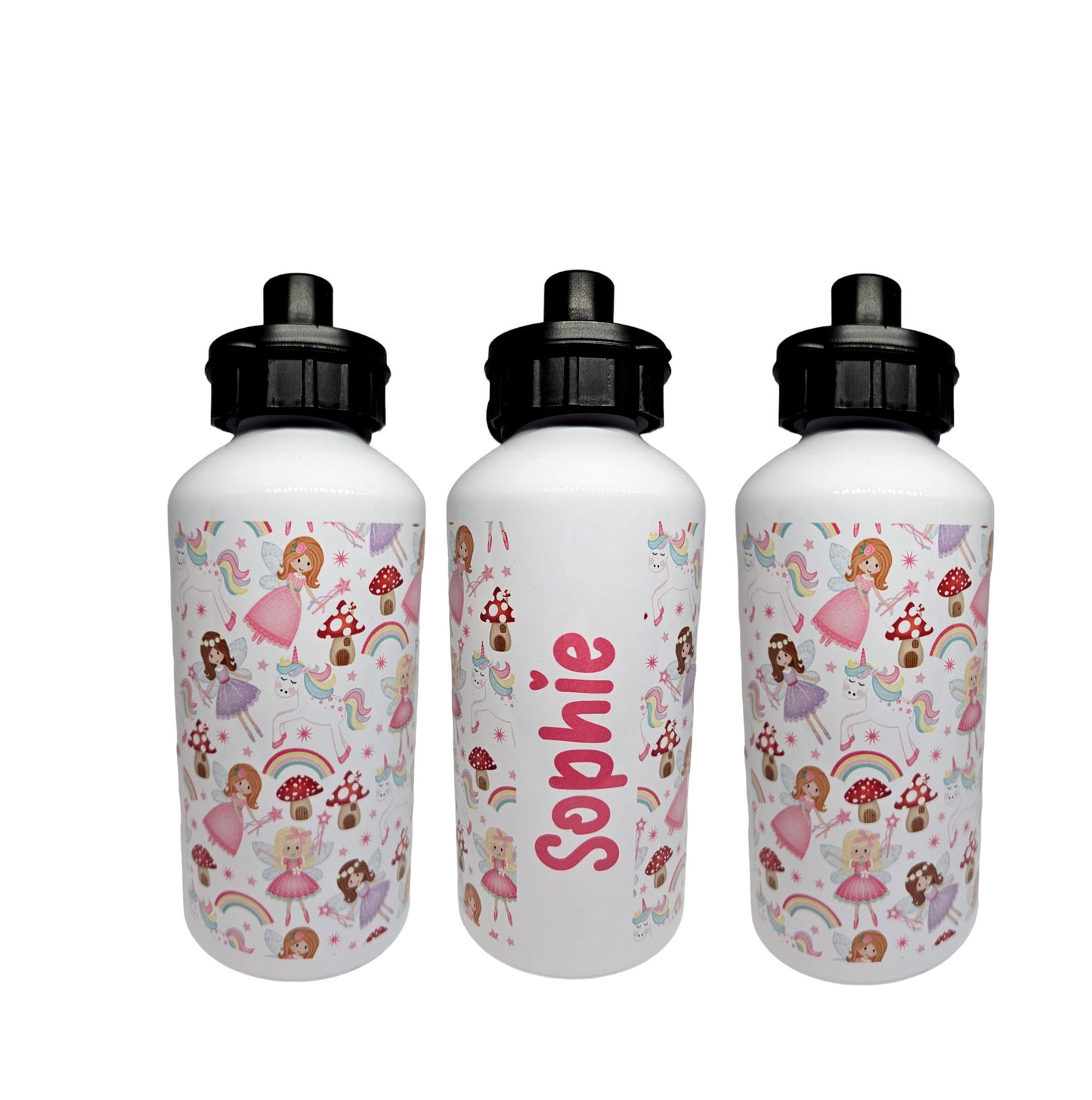 pink fairy personalised water bottle