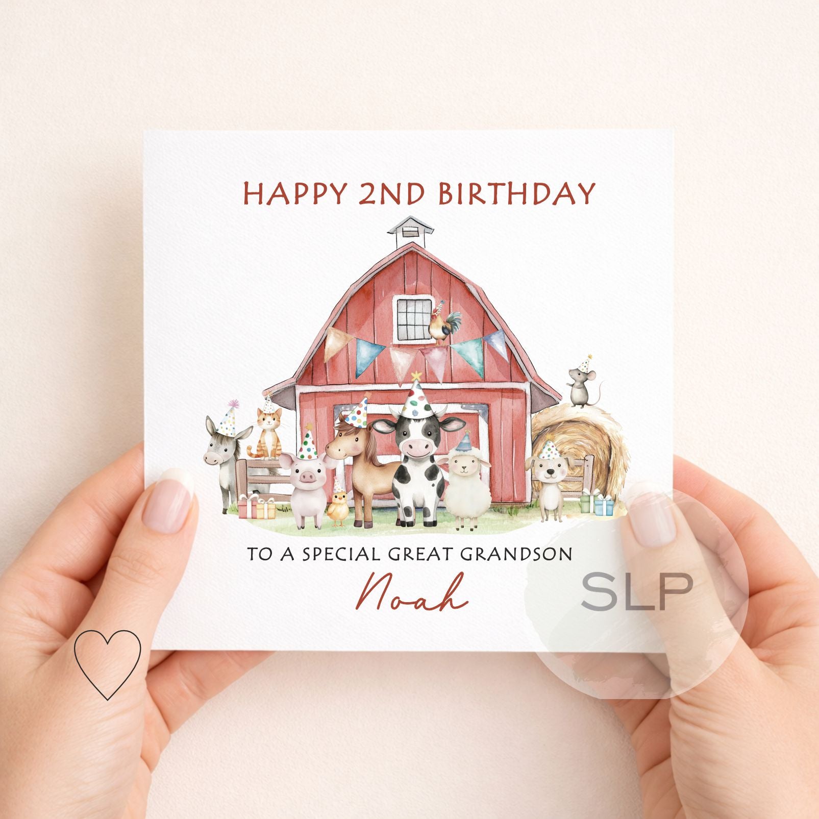 Personalised Children's First Birthday Card, Farm Animals Birthday Card, Farmyard First Birthday, 2nd, 3rd, 4th Birthday card