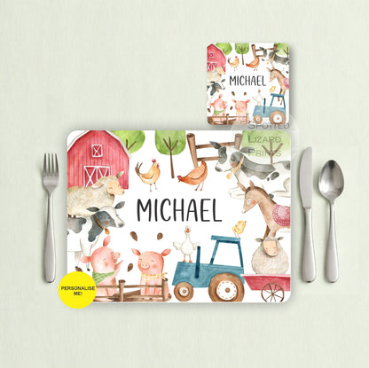 Gift for Kids - Personalised Placemat - Placemat and Coast set - Personalised Tableware - Personalised Coaster - 