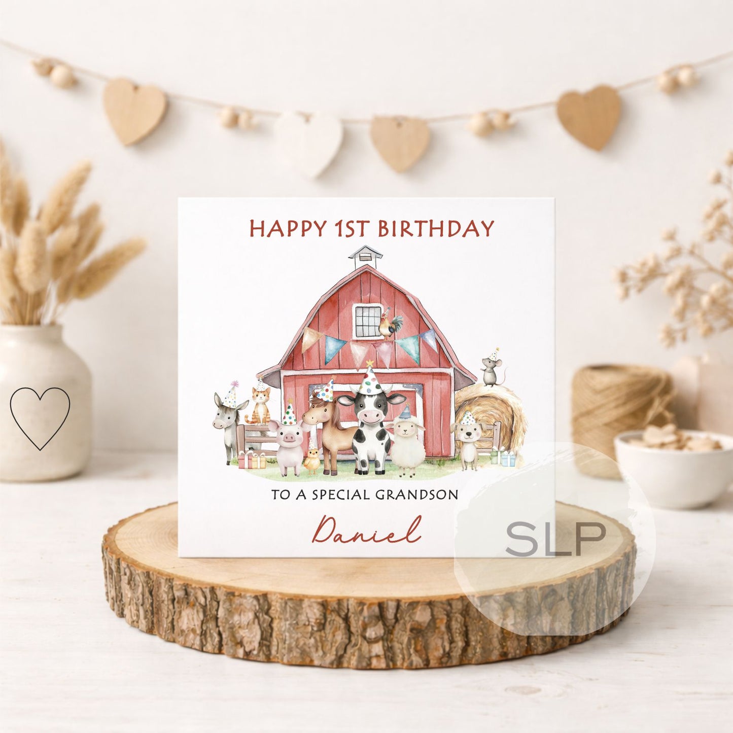 Personalised Children's First Birthday Card, Farm Animals Birthday Card, Farmyard First Birthday, 2nd, 3rd, 4th Birthday card