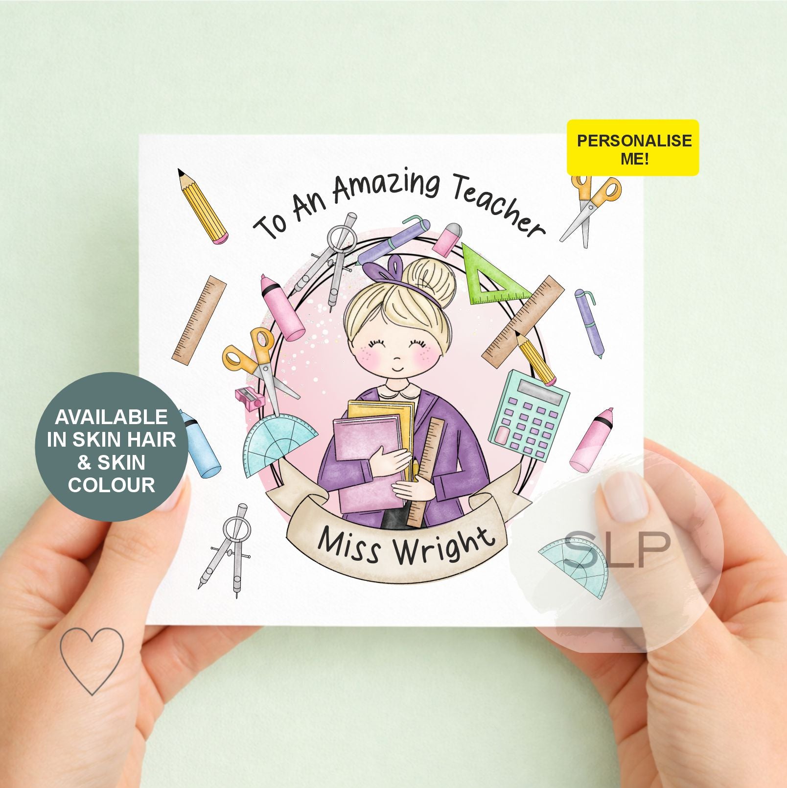 Personalized Thank You Teacher Card  Teacher Card – End of Term Teacher Appreciation Card – Female Teacher Card, Thank You Card from Student