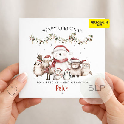 Personalised Christmas Card | Festive Animals | Any Relation