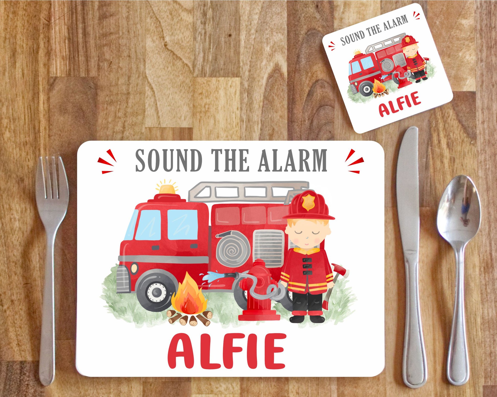 fire engine placemat set