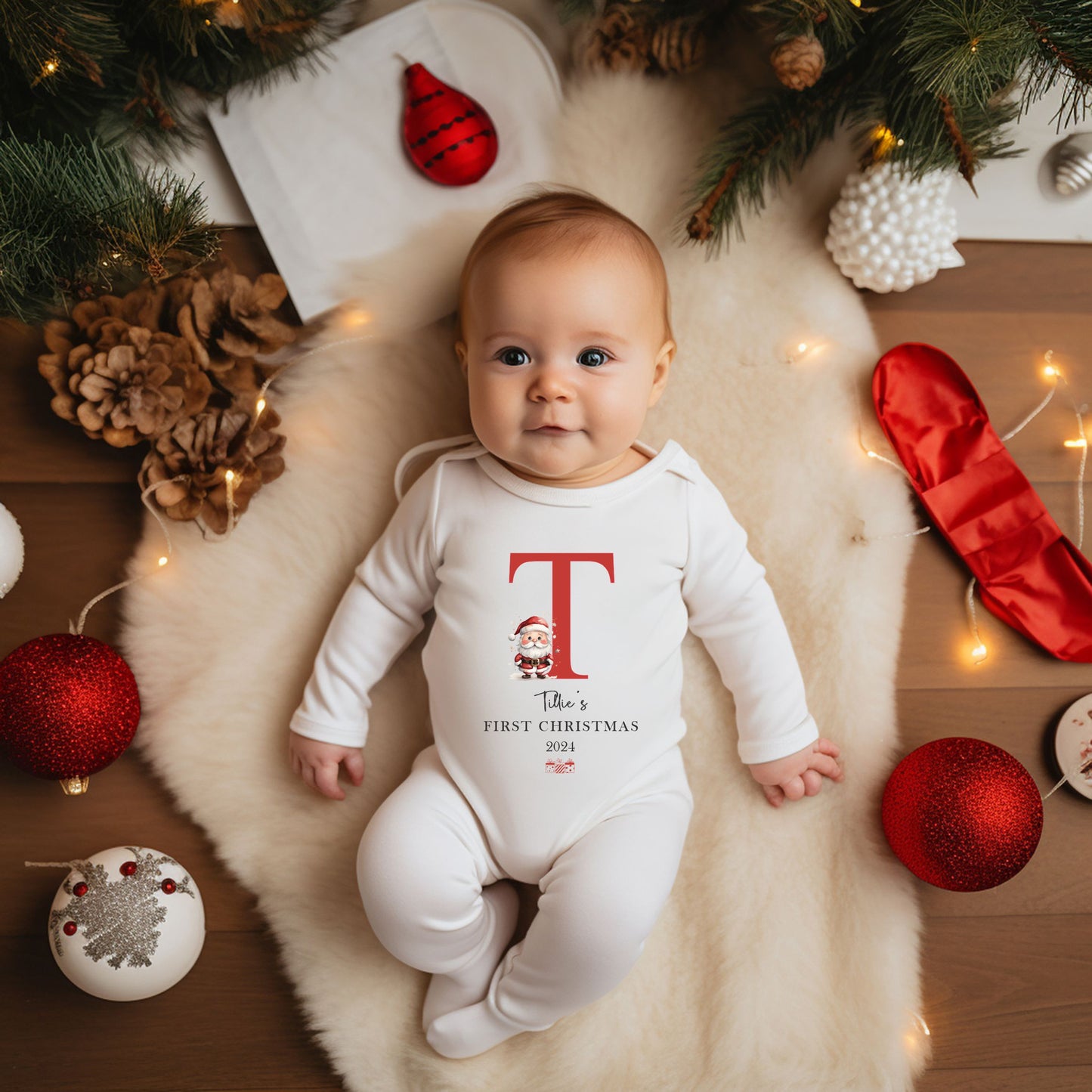 My first xmas personalised Baby clothing