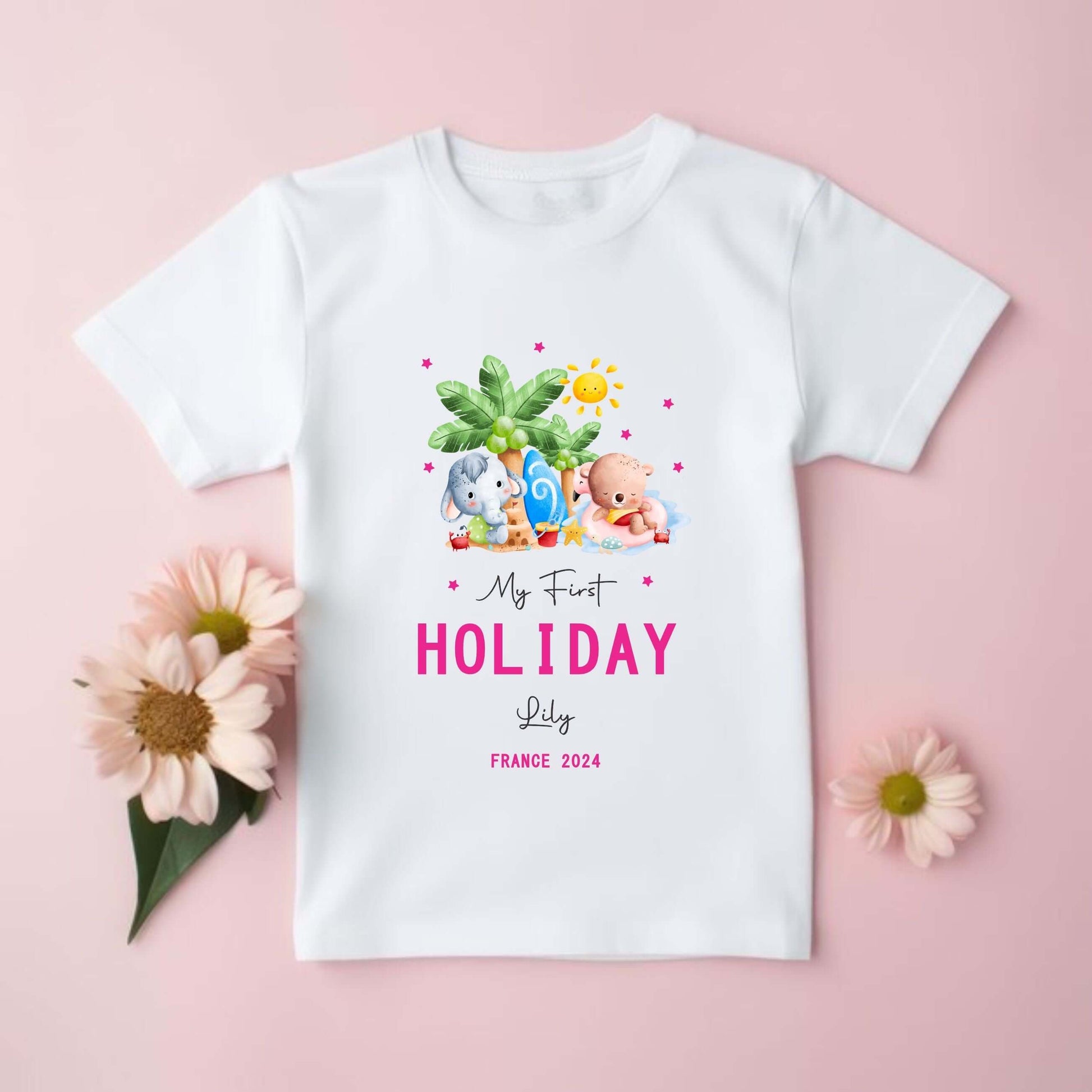 personalised kids clothing for first holiday