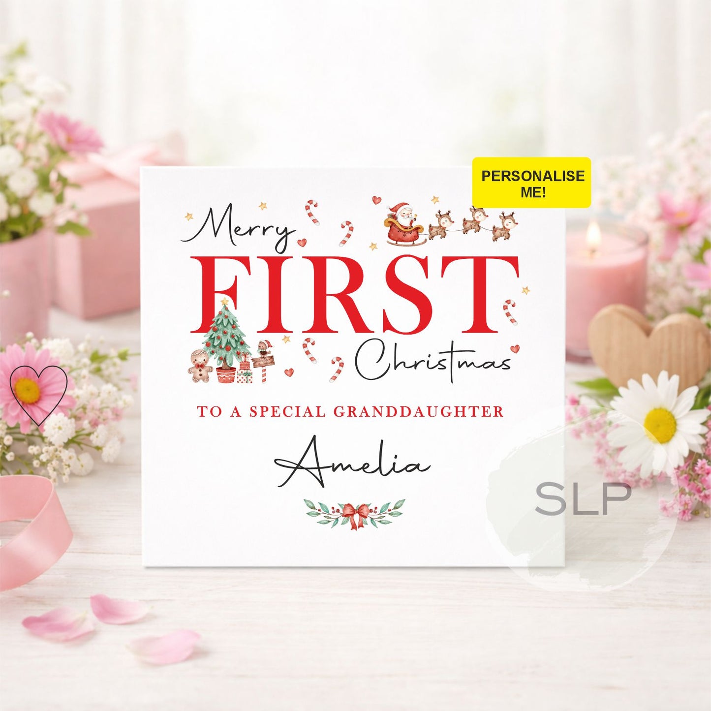 Personalised Granddaughter First Christmas Card | Santa