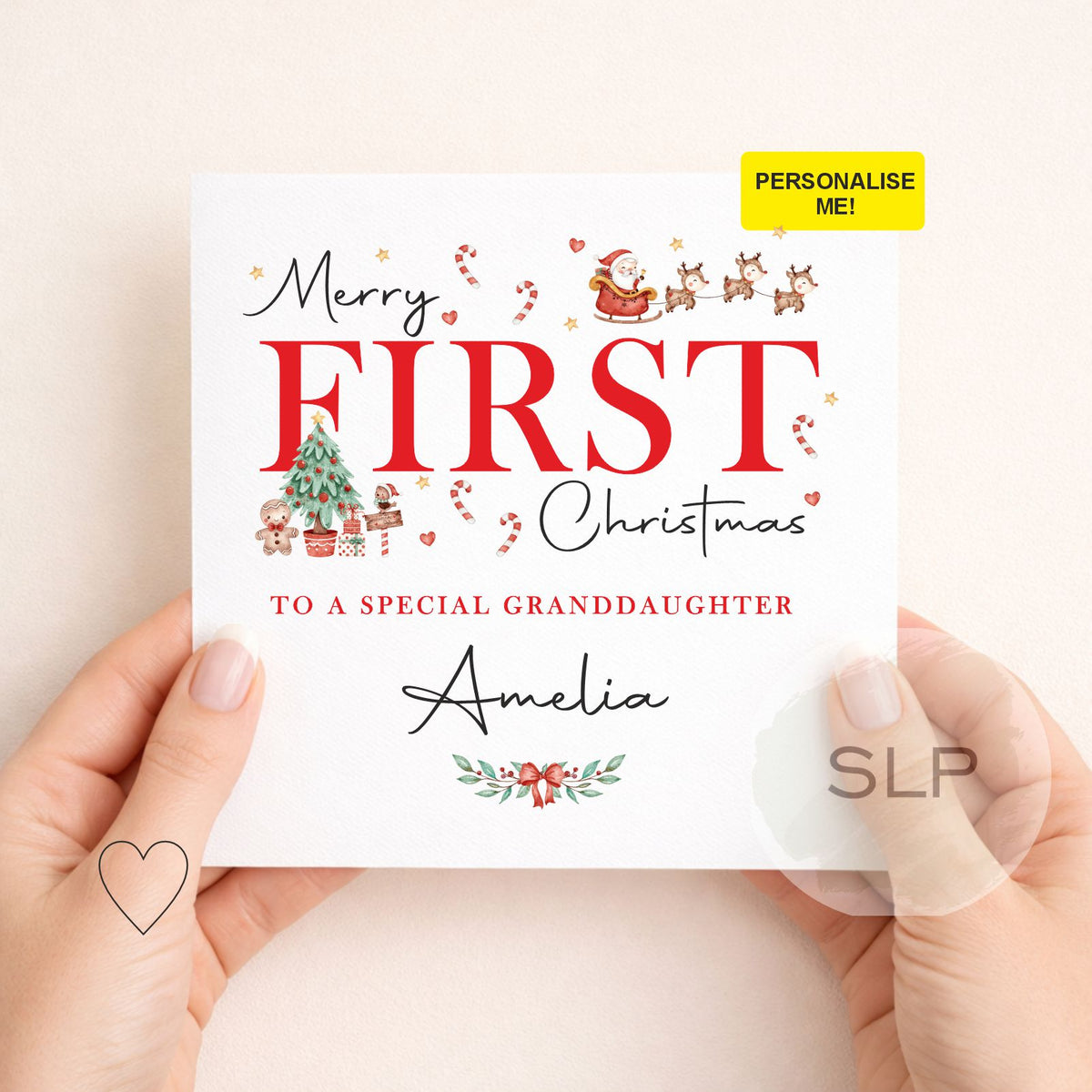Personalised Granddaughter First Christmas Card | Santa