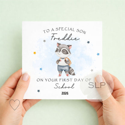 Personalised First Day of School Card | First Day at Nursery Card | Grandson / Son Back to School Card | Custom Name Keepsake
