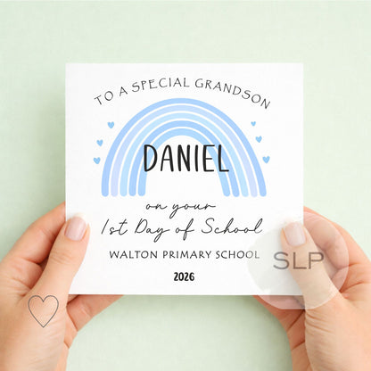 Personalised First Day of School Card | First Day at Nursery Card | Grandson / Son Back to School Card | Custom Name Keepsake