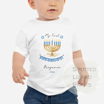 My First Hanukkah Personalised Baby - First Hanukkah sleepsuit - 1st Hanukkah Gift - Jewish Holiday Celebration - Chanukah Gift Baby Outfit