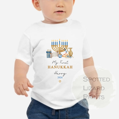 My First Hanukkah Personalised Baby - First Hanukkah sleepsuit - 1st Hanukkah Gift - Jewish Holiday Celebration - Chanukah Gift Baby Outfit