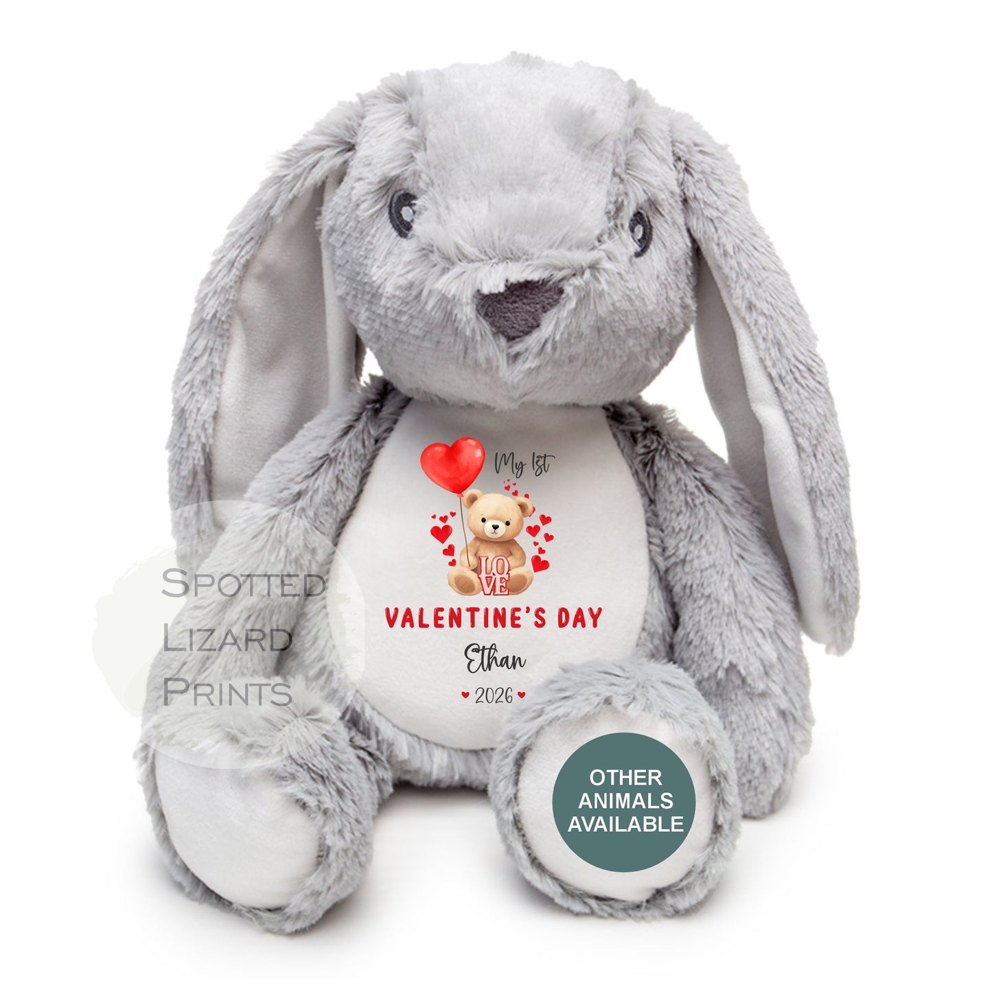 Personalised My First Valentines Day Teddy Gift,  First Valentines Day Soft Toy, Baby's First Valentines Day - Personalised baby gift