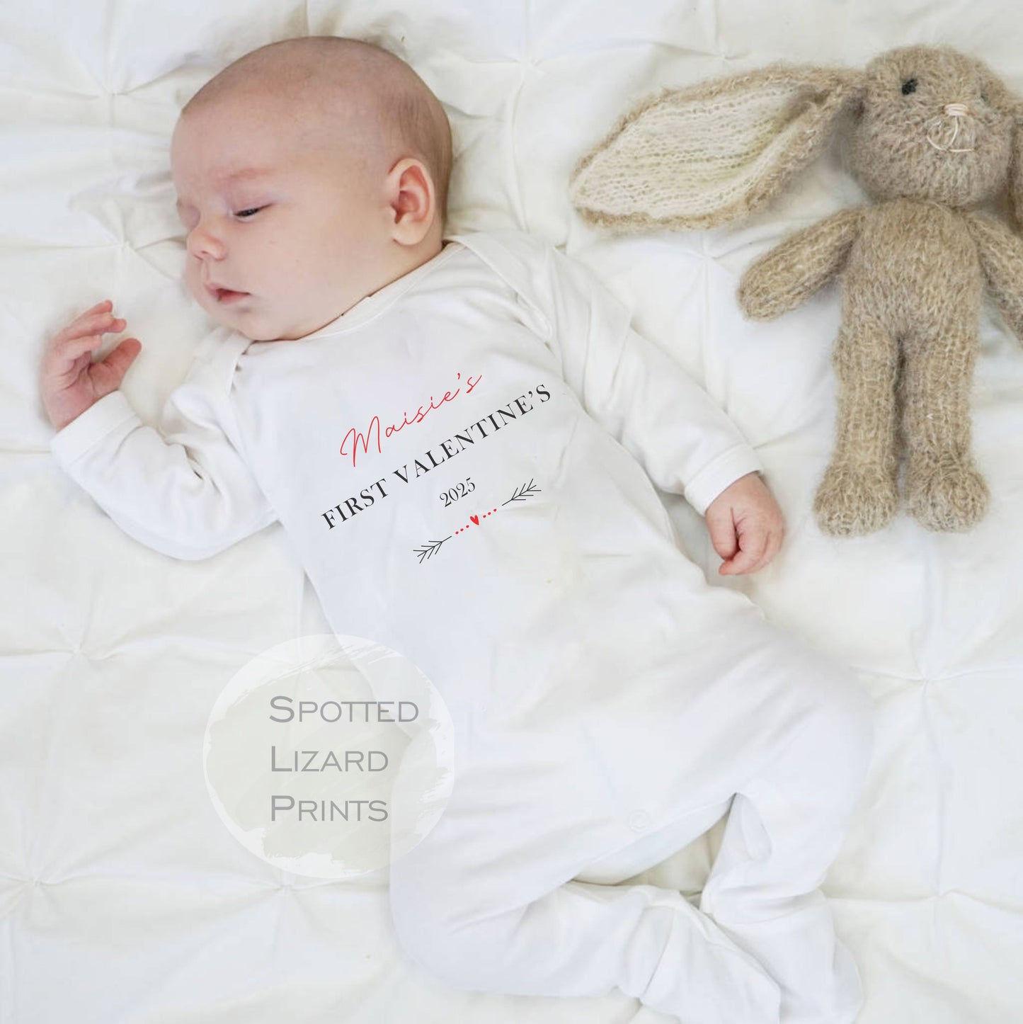 Personalised My First Valentines Sleepsuit Baby Girl / Boy Outfit First Valentines 1st Valentines - Valentines Day