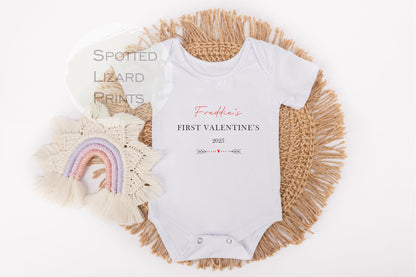 Personalised My First Valentines Sleepsuit Baby Girl / Boy Outfit First Valentines 1st Valentines - Valentines Day