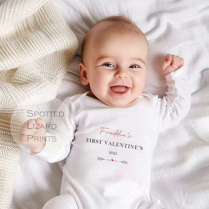 Personalised My First Valentines Sleepsuit Baby Girl / Boy Outfit First Valentines 1st Valentines - Valentines Day