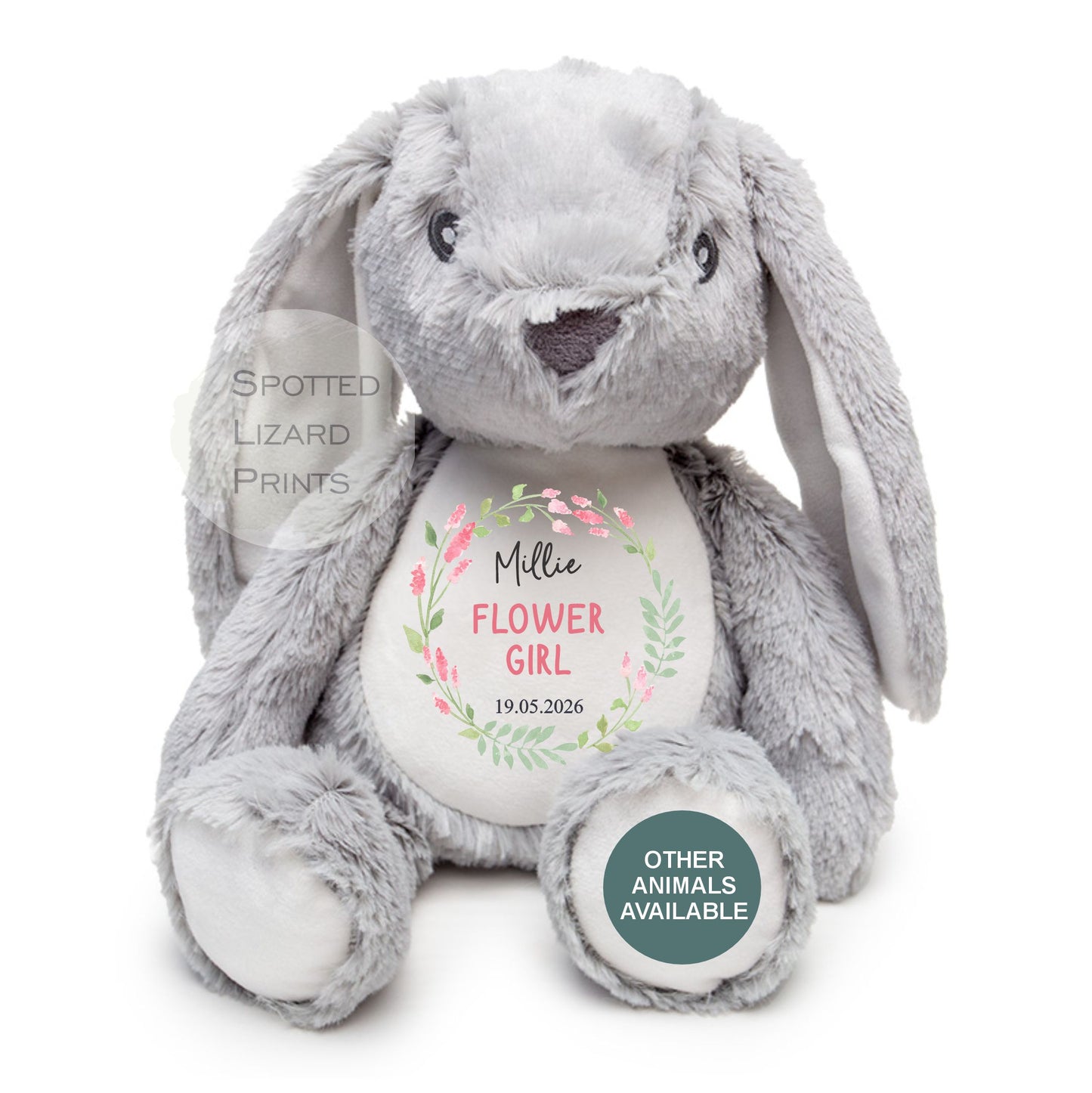 Thankyou teddy for flower girl and bridesmaids. Personalised Teddy for kids.