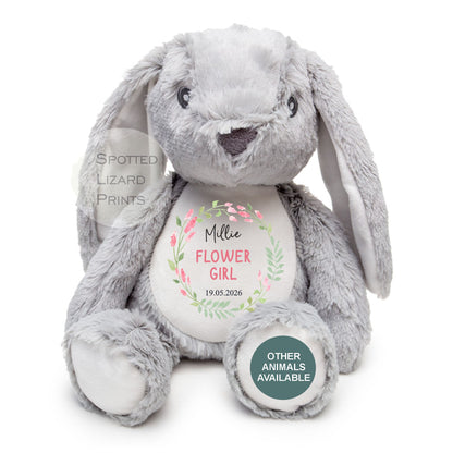 Thankyou teddy for flower girl and bridesmaids. Personalised Teddy for kids.