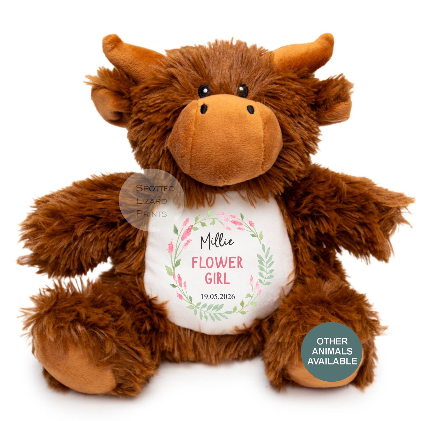 Thankyou teddy for flower girl and bridesmaids. Personalised Teddy for kids.