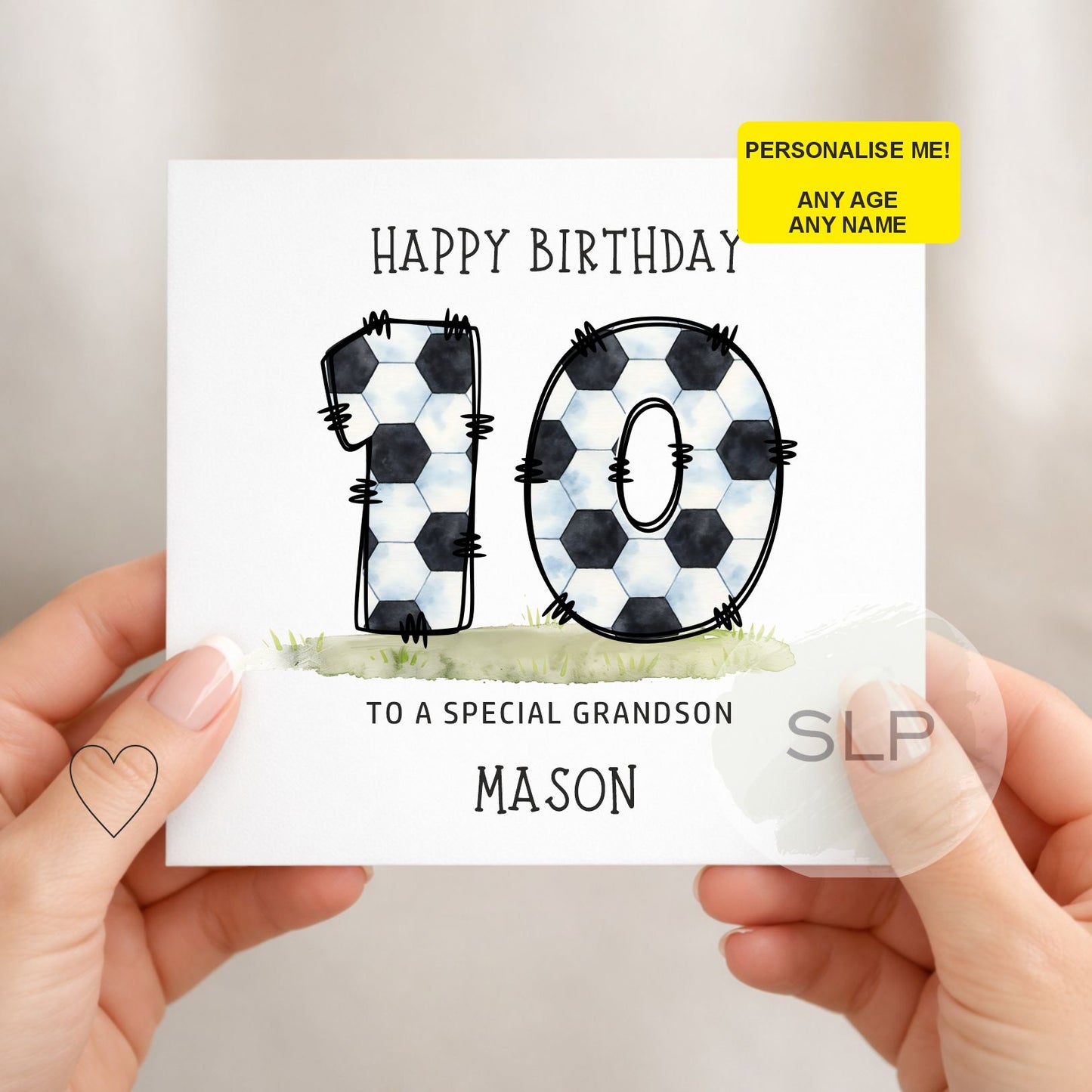 Personalised Football Birthday Card – Any Age Any Name – Custom Number Card – Grandson Son Nephew Brother – Football Fan Birthday