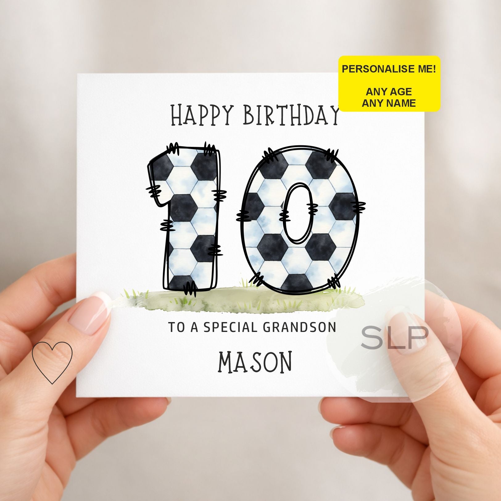 Personalised Football Birthday Card – Any Age Any Name – Custom Number Card – Grandson Son Nephew Brother – Football Fan Birthday