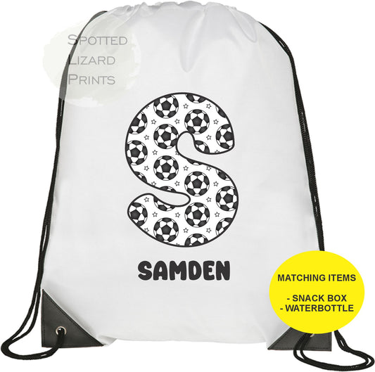 Personalised Football Drawstring Bag - Kids School Bag - Swimming Bag - Back to School - Drawstring Bag Kids - PE Bag - Kit