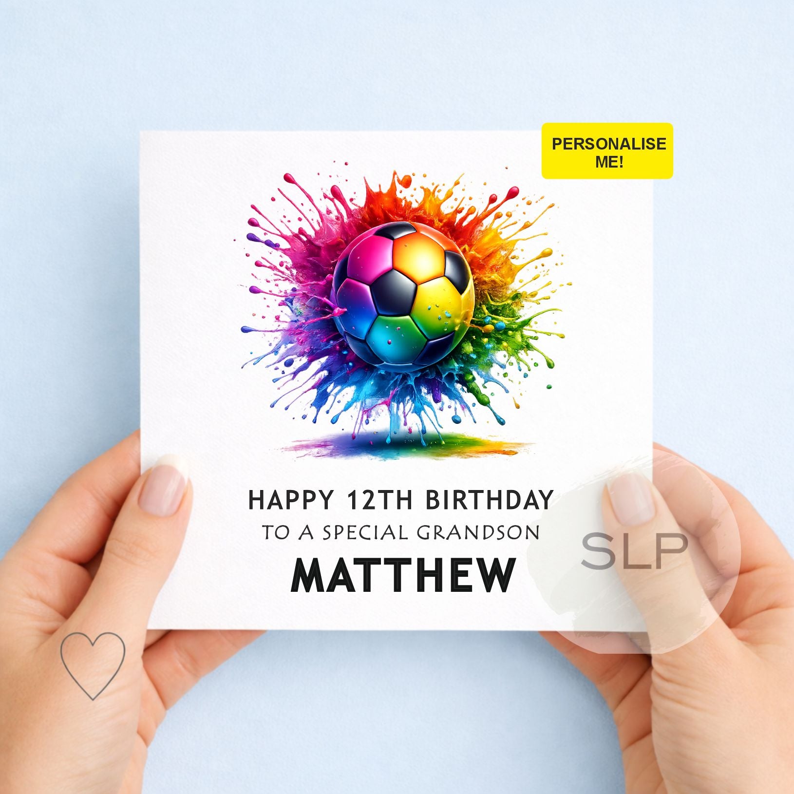 Football Birthday Card, Personalised 7th, 8th, 9th, 10th, Any Age Birthday Card for Son, Grandson, Brother, Nephew, Soccer Birthday Card