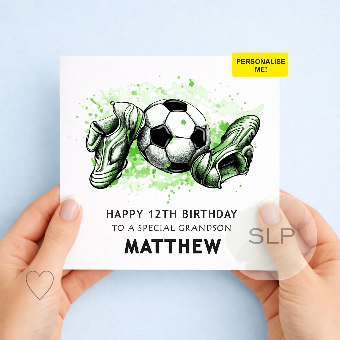 Football Birthday Card, Personalised 7th, 8th, 9th, 10th, Any Age Birthday Card for Son, Grandson, Brother, Nephew, Soccer Birthday Card