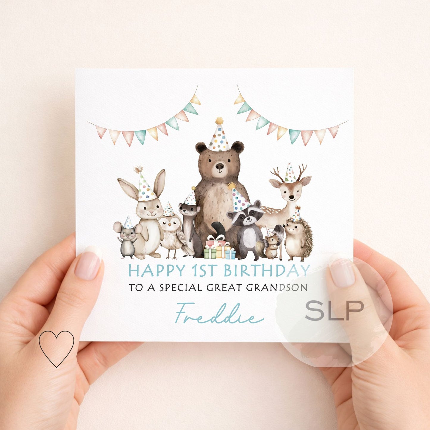 Personalised Woodland Animals Birthday Card – Cute Forest Party Card for Girl or Boy – Custom Age & Name – Daughter, Son, Grandchild