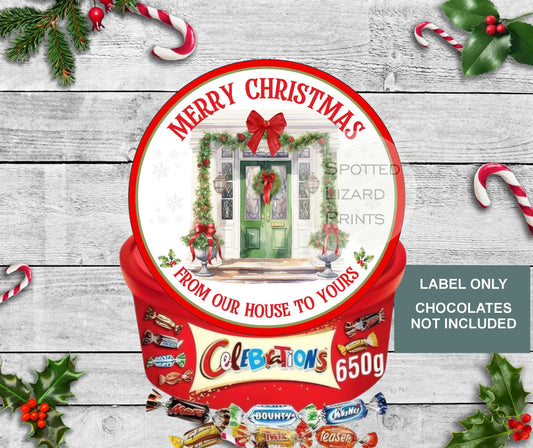 Christmas chocolate tub label