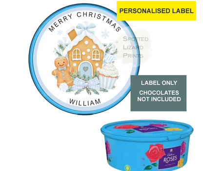 Personalised Christmas Chocolate Tub Labels, Merry Christmas Stickers