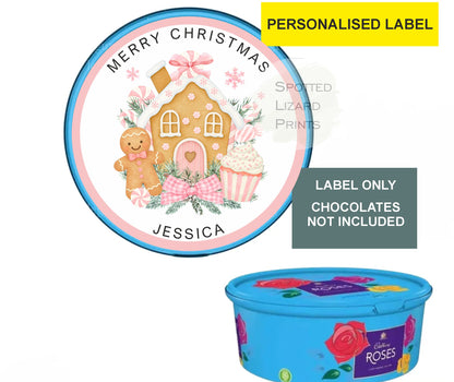Personalised Christmas Chocolate Tub Labels, Merry Christmas Stickers