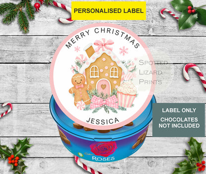 Personalised Christmas Chocolate Tub Labels, Merry Christmas Stickers