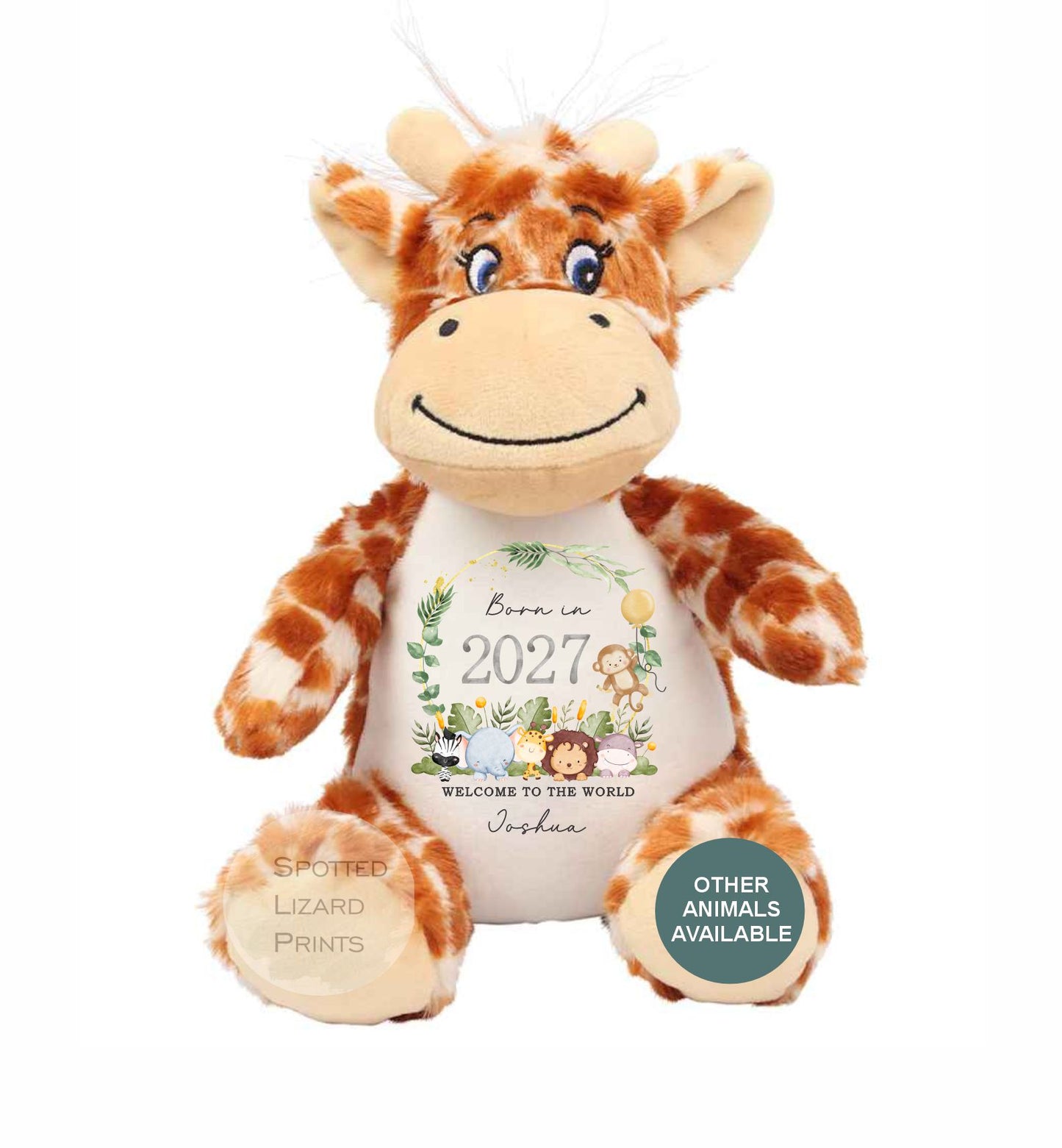 Personalised Baby Soft Toy Born in 2027 | Custom Name Plush Teddy | New Baby Gift | Baby Shower Gift | Baby Girl Boy Keepsake | Welcome