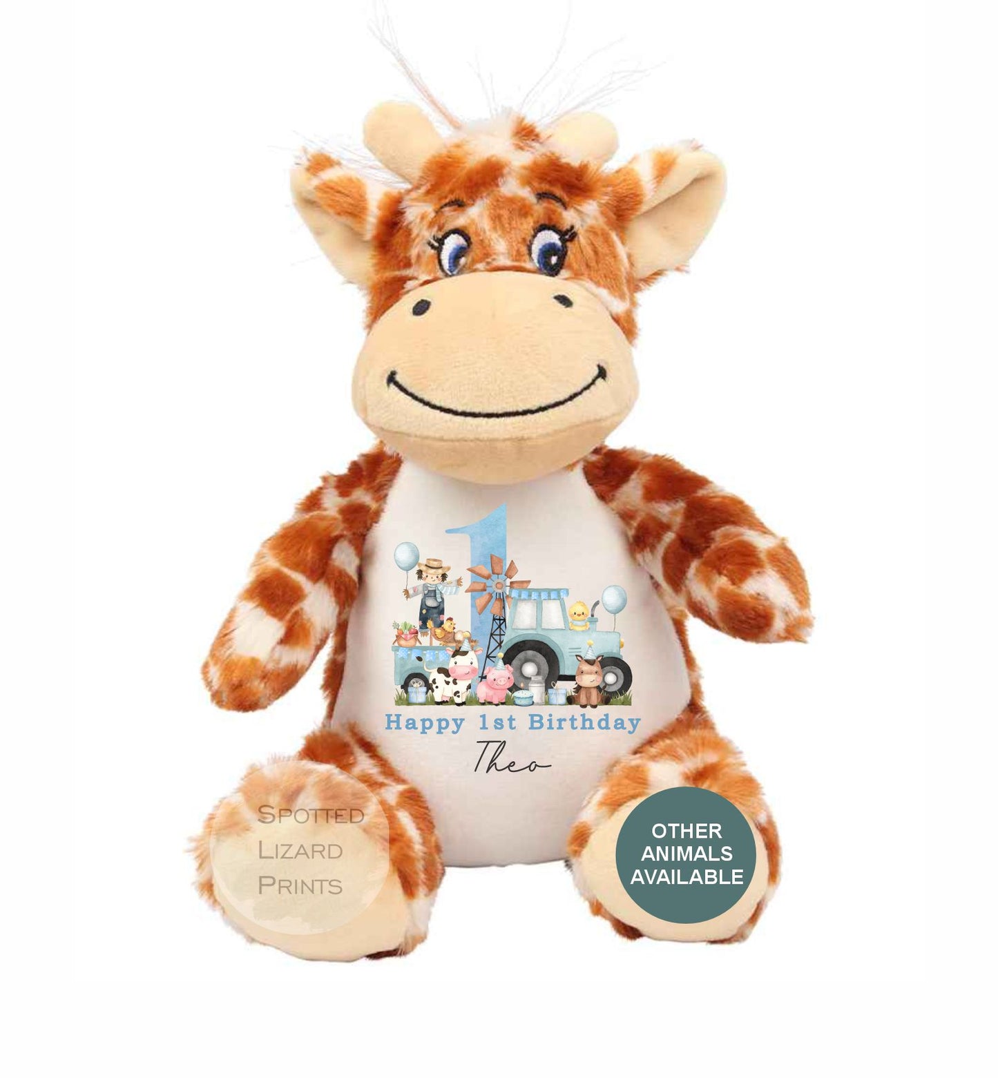 Personalised First Birthday Farm, Tractor 1st Birthday Gift Girl Teddy, 1st Baby Girl, Birthday Present, Personalised 1st Birthday Soft Toy