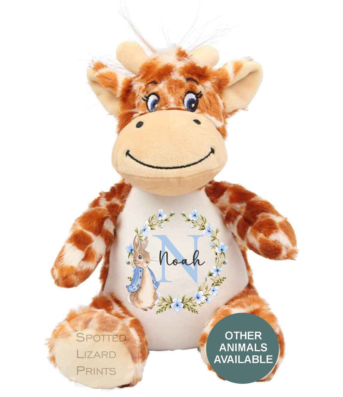 Personalised Peter Rabbit New Baby Soft Toy with Name & Initial, Bunny Rabbit Teddy, New Baby Boy Gift, Baby Shower Keepsake