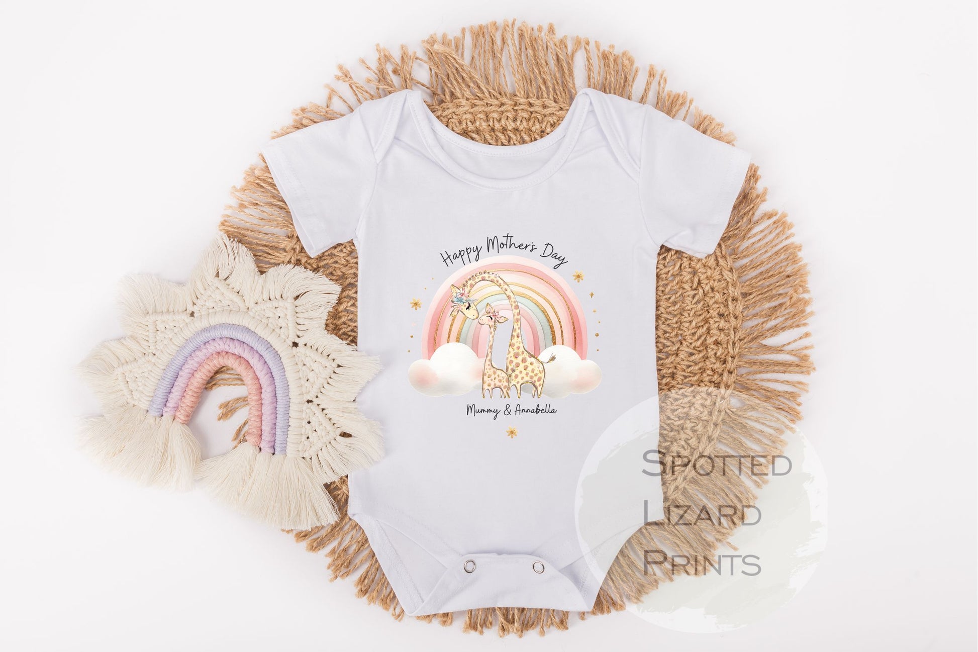 Cute Giraffe personalised mothers day Baby Romper