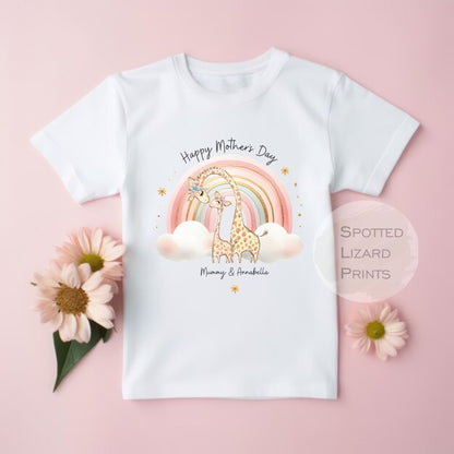 Cute personalised Giraffe mothers day Kids clothes