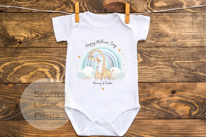 personalised Baby Vest with Giraffe